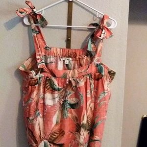 ANA TOP TIES ON SHOULDERS BEAUTIFUL TROPICAL PRINT SIZE L